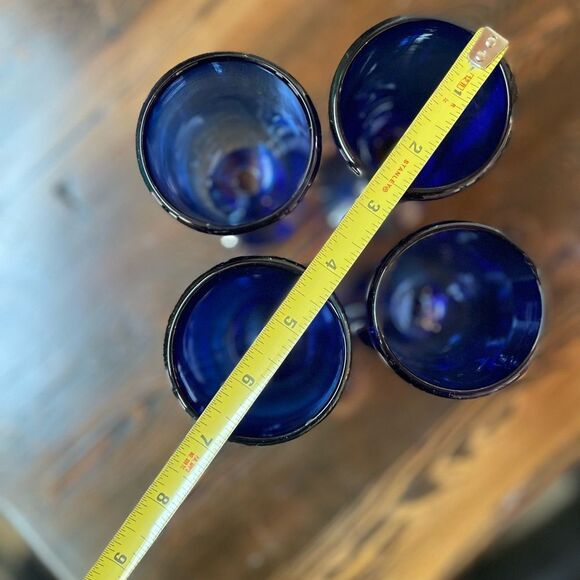Cobalt Blue Glass Goblet Set of 4 - Picture 7 of 10